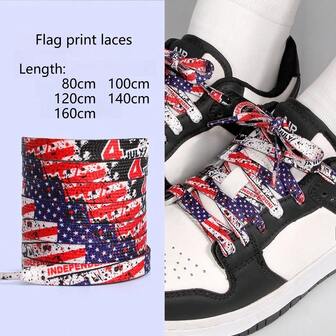 1 对彩色扎染印花扁平鞋带，Y2K 时尚涤纶 0.8 厘米宽多长度可调节鞋带和拉绳，适合运动鞋、靴子、帽子、裤子、所有季节、男女儿童（80/100/120/140/160 厘米）