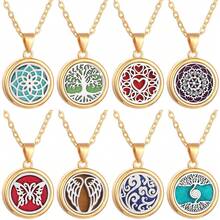 Aromatherapy Essential Oil Diffuser Necklace Tree Of Life Pattern Stainless Steel Locket Pendant Gift For Women And Girls - Gold - View 3