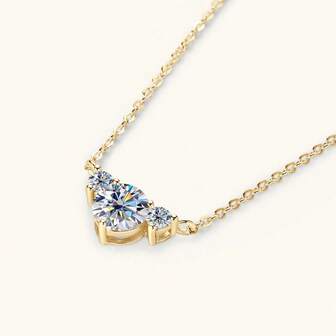 1pc 1.2CT Moissanite Pendant Necklace, 925 Silver Pendant Necklace, Suitable For Daily Wear, Elegant & Fashionable Jewelry With GRA Certificate And Gift Box