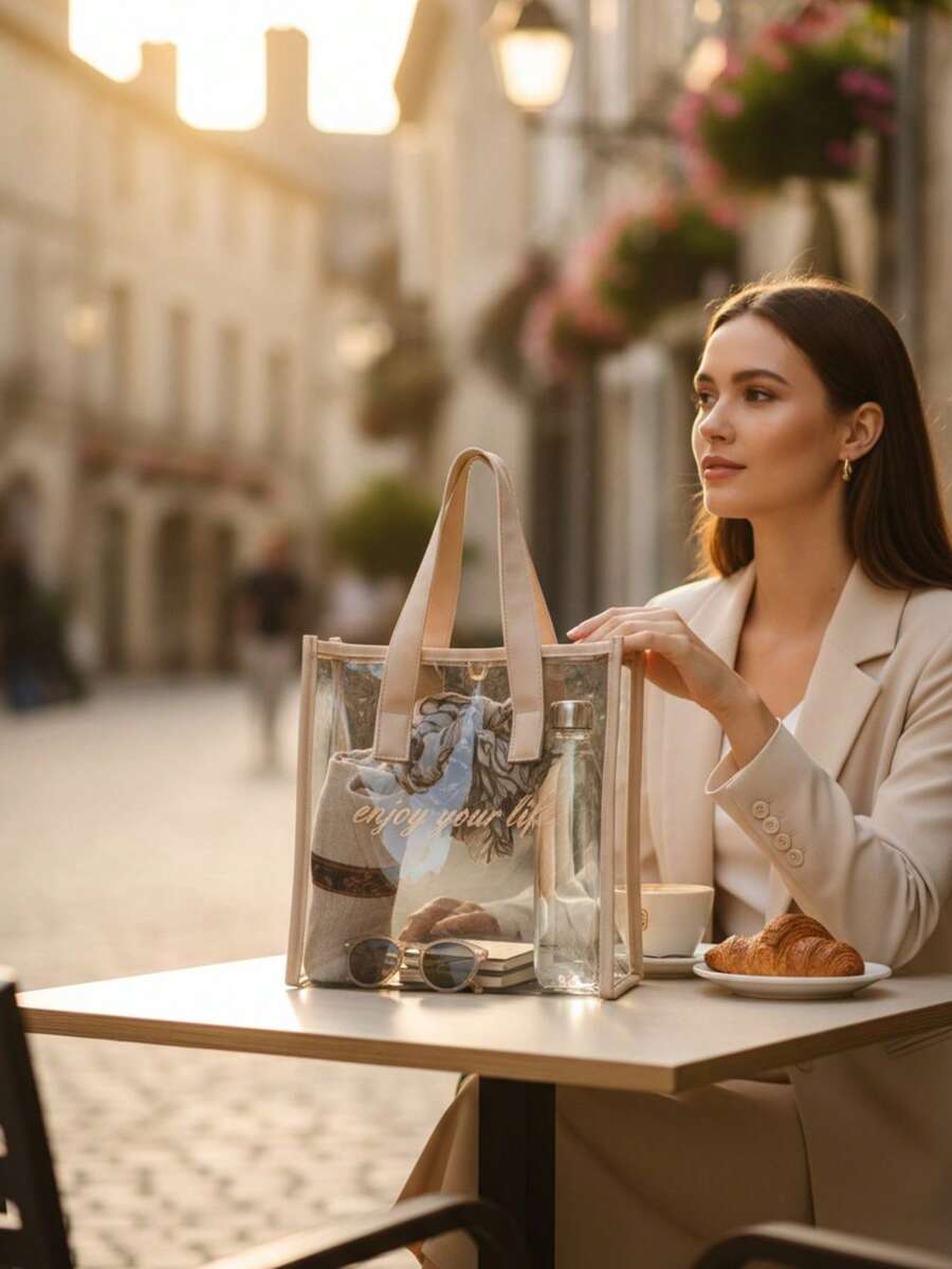 New Portable Transparent Cosmetic Bag - 卡其色 - 查看 1