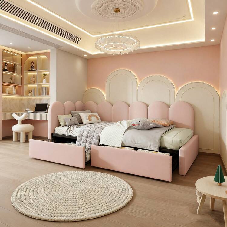 Beds - 玫紅色+絨布+90cm*200cm - 查看 1