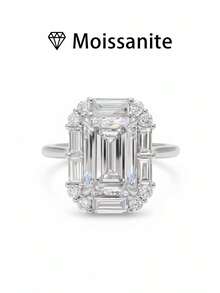 1pc Women's Wedding Ring, Elegant 2.4g S925 Sterling Silver 2 Carat Moissanite Ring, Bohemian Palace Style, Engagement, Wedding, Anniversary, Valentine's Day Gift, Comes With Moissanite Certificate And Deluxe Gift Box - Silver - View 10