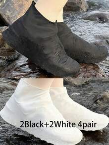 1/2/3/4 双防水加厚防滑鞋套，可重复使用户外橡胶雨靴套，加厚防滑耐用，可折叠雨靴，适用于户外骑行和雨天，适用于学校、办公室、家庭、旅行 - 彩色 - 查看 16