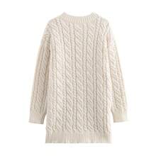 Women's Casual Front Button Twist Cable Pattern Drop Shoulder Long Sleeve Knit Cardigan