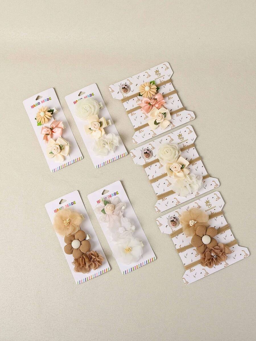 3pcs/Set New 3D Floral Baby Headbands, Cute Chiffon Flower Infant Headbands, 3pcs Chiffon 3D Floral Girl Hair Clips, Versatile Pastoral Style Baby Hair Accessories (Excluding Paper Card)