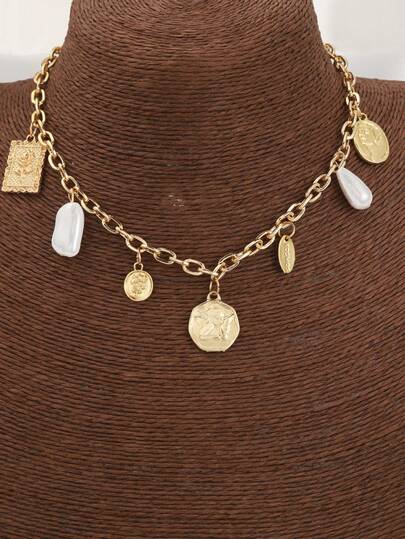 1件优雅几何项链，奢华简约别致风格，适合欧美跨境电商