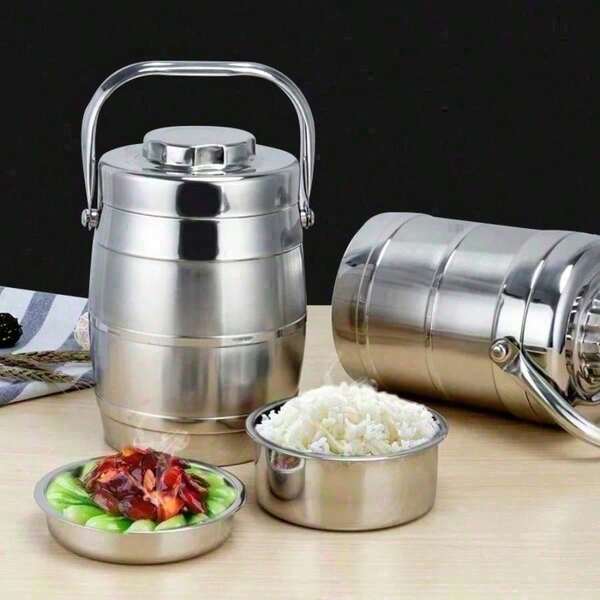 Double-Layer Vacuum Lunch Box Picnic Stainless Steel Food Heat Preservation Pot