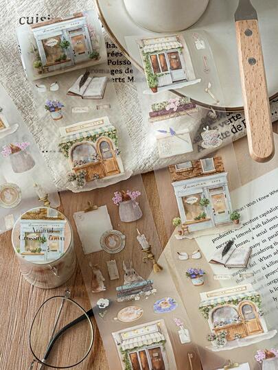 CANDY POETRY 1 卷 2 米清新艺术生活规划和纸胶带，复古创意美学贴纸，DIY 装饰拼贴工艺用品，节日礼物，个性化剪贴簿学校文具