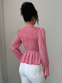 Women's Dual-Tone Plaid Woven Fabric Oversized Shirt, Vintage Style, Suitable For Everyday Wear, Autumn/Winter