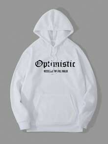 Krometka 男士秋冬街头时尚乐观玫瑰印花黑色连帽卫衣 - 白色 - 查看 5