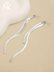 1 Pair Of Fashionable Minimalist 925 Sterling Silver Flat Snake Chain Long Fringe Earrings Suitable For Ladies' Everyday Wear And Party Occasions