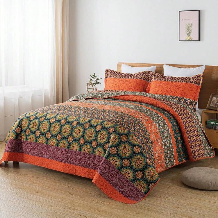 Twin Quilt Bedding Set - Lightweight Bedspreads, 2-Piece Microfiber Reversible Coverlets, Retro Bed Cover, Twin Size All Season Quilts - Grey - 南瓜 - 查看 2