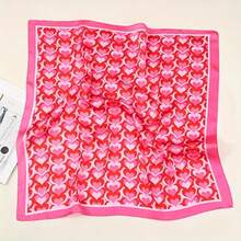 Pink Love Square Scarf Fresh Bohemian Style - 粉紅之心 - 查看 3