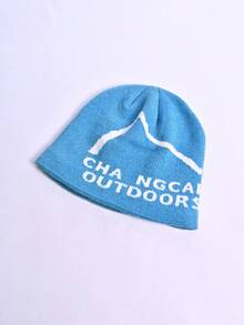 1pc Unisex American Street Letter Intarsia Reversible Knit Beanie Hat, Unisex Hip Hop Skateboard Ear Warmer Skull Cap, Suitable For Outdoor Walking, Shopping, Daily Wear, Autumn/Winter