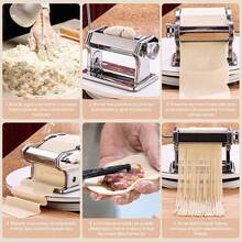 Máquina para hacer pasta, 9 grosores y 2 anchos ajustables, máquina para hacer pasta fresca, cortador de pasta para espaguetis, fideos, vermicelli, dumplings - 1 - Ver 7