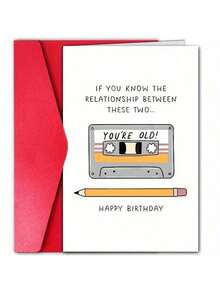 1/2/5/10pcs Funny "You're Old" Cassette And Pencil Joke Birthday Card For Men, Women, Dad, Brother, Friends, Uncle - Humorous Older Birthday Card, With Blank Pages Inside, Perfect Gift For Mother's Day, Father's Day, Various Holidays, Anniversaries, Holiday Parties, Birthday Parties, Banquets And Special Occasions - Multicolor - View 13