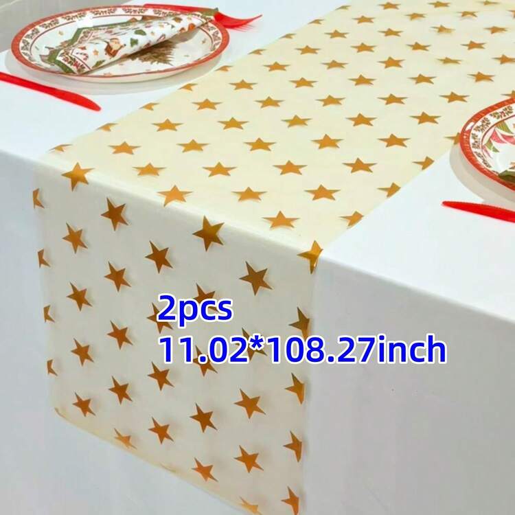 1/2 tấm khăn trải bàn họa tiết ngôi sao mạ vàng, kích thước 11.02*108.27 inch, thích hợp cho các bữa tiệc ngày lễ, họp mặt gia đình, trang trí ngày lễ, đám cưới, tiệc chiêu đãi, trang trí bàn trong nhà và ngoài trời. - Nhiều màu - Xem 9