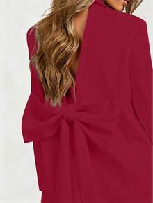 女士休闲连衣裙，黑色宽松优雅派对礼服，露背蝴蝶结设计，轻盈鸡尾酒会礼服，适合婚礼穿着。 - 紅色 - 查看 5