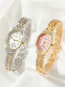 A Gorgeous And Elegant Women's Watch With Gold And Silver Colors, Unique And Exquisite Design, A Fashion Accessory, Suitable For Everyday, Back To School Season, Holiday Gift