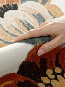 DAJIANG 1pc Vintage Simple Floral Print Non-Slip Entrance Rug, Soft Carpet, Foldable & Washable, Suitable For Living Room, Kitchen, Bathroom, Bedroom Decor - Home Decoration, Thickened For Festival, Entryway, Runner Rug, Autumn, Winter