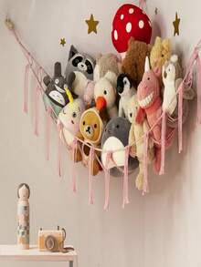 Large Stuffed Animal Storage Hammock Corner Net - Pink Room Decor For Teen Girls - Toys Storage Hanging Stuff Animal Organizer Holder Cute Stuff - Boho Dorm Bedoom Decor Aesthetic - 彩色 - 查看 7