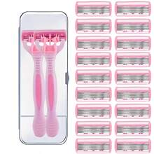 Smooth Glide 6-Layer Stainless Steel Razor For Women - Portable, Fragrance-Free Body Hair Removal Tool With Flexible Head,With Storage Box - Pink - View 14