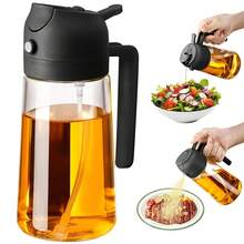 1 Peça Frasco Borrifador/Gotejador de Vidro 2 em 1 de 16 Oz/470 ml, Borrifador de Azeite, Acessório de Cozinha, Adequado para Cozinhar, Airfryer, Fritar, Grelhar, Salada, Dispensador de Óleo de Cozinha de Função Dupla, Borrifador Premium com Controle de Porção