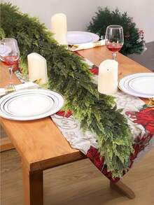 Artificial Norfolk Pine, Juniper, And Eucalyptus Wreath, Accented With Silver Dollar Leaves, Faux Greenery Garland, Suitable For Wedding, Indoor/Outdoor Home Decor, Fireplace, Table, Porch, Wall, Valentine's Day, Halloween, Thanksgiving, Easter Decoration - Multicolor - View 5