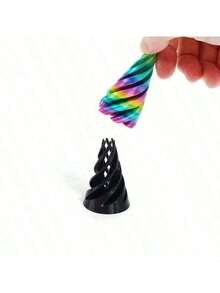 1PC 3D Printed Spiral Cone Anxiety Relief Fidget ,Decompression 3D Printed Double-Sided Spiral Cone - Colorful Gradient Structure,Suitable For Home Decor ,Birthday Accessories,Party Gifts,Perfect Gift For Stress Relief And Sensory Relaxation, Novelty Gifts For Friends - Multicolor - View 6
