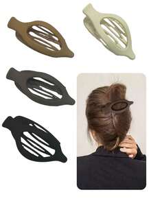 4pcs/Set Oval Alligator Hair Clip Slouchy Elegant Hair Accessories, Hair Clips, Barrettes For Women, Birthday/Holiday Gift, Travel Essentials, Travel Essential, Hairstyle, Hairdressing, Hair, Travel, Hair Products, Hair Tools, Hair Stuff, Barber, Barber Accessories, Barbershop, Hairdressing Equipment