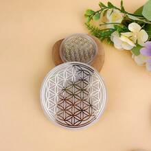 1 件天然水晶 6 厘米/8 厘米/10 厘米透石膏片板金色生命之花金色图案盘圆形家居装饰 - Flower Selenite Slice - 查看 10