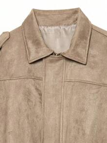 DEEKA Casual Versatile Suede-Like Bomber Jacket For Women, Spring/Autumn - Light Brown - View 8