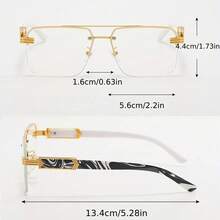 1 Pair Of ENSARJOE Men's Half-Frame Glasses - Gold Frame With Transparent Lenses, Suitable For Daily And Formal Wear - Modern Simple Luxury Fashion Accessories - trong suốt - Xem 4