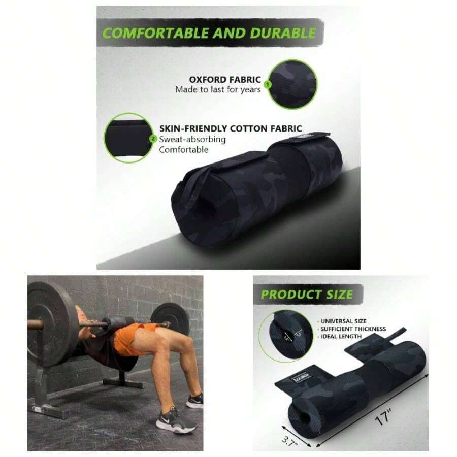 Barbell Pad Built - In Anti - Slide Design Hip Thrusts, Squats And Lunges, Neck Shoulder Protective Pad - Fits Standard And Bars - Blue Camo - View 1