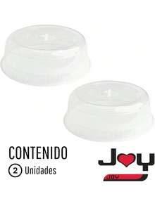 JOY - Tapa de Microondas, Pack de 2, Evita Salpicaduras y Mantiene la Humedad, Fácil Agarre, con Orificios para el, Apto para Plato de Horno, Plástico Libre de BPA, Transparente - 1 - Ver 3