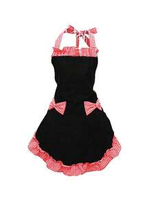 Baking/Cooking Essential! Black & White Bow Apron With Adjustable Strap Design For A Better Fit