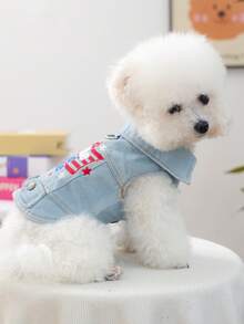 PETCIRCLE 1件宠物衣服，狗狗/猫咪套装，小型犬/幼犬时尚可爱舒适美国国旗外套 - 彩色 - 查看 4