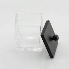 H Apothecary Glass Cotton Jar Holder Qtips, Cotton Balls, Floss, Storage Canister, Bathroom Organization, With Matte Black 304L Stainless Steel Lid, Vanity Organizer - Negro - - Ver 10