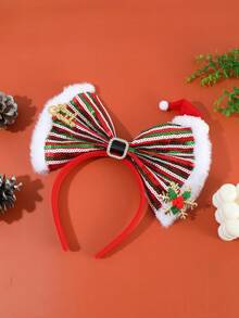 1pc Christmas Glitter 9.84 Inch Large Bow Headband Hair Accessory New Year Christmas Decoration Photo Prop Party Headpiece Headband, Suitable For Children's Christmas Decoration Use