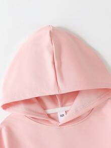 2 piezas Conjunto de sudadera con capucha con letras dulces y geniales para niñas, suave y amigable con la piel, para uso diario escolar en todas las estaciones - Rosa - Ver 3