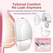 Electric, 1000mAH Large Capacity Battery, Portable, Hands-Free Breast Pump - Lightweight Electric Breast Pump, Leak Proof Upgraded, 3 Modes And 12 Settings With 17/19/21/27mm Flange (1/2 Pieces Set - White/Pink)