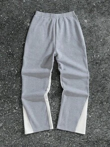 Men's Y2K Style Autumn And Winter Collection - Star Flame - Printed Pattern Design Drawstring Sweatpants, Loose Casual Sports Pants, 250g Polyester Soft Fabric, Machine Washable, Local Warehouse, Fashionable And Versatile, Straight Leg Pants Suitable For Boys And Girls Returning To School, Streets, Outdoor Sports Wear - 灰色 - 查看 2