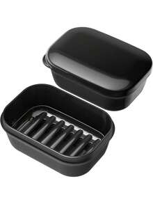 Timotech Jabonera para Viaje, Estuche paraón Sólido con Tapa y Capa de Drenaje, Jabonera Portátil a Prueba de Fugas, Contenedor deón Plástico para Maleta, Caja Resistente para Campamento - 1 - Ver 3