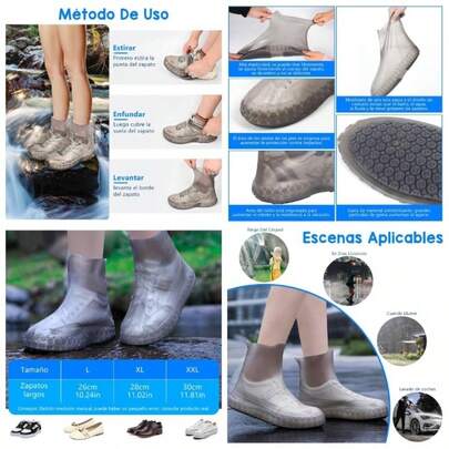Cubre Zapatos Impermeable Lluvia para Hombre y Mujer, Silicona Cubrezapatos de Lluvia, Funda de Zapato Reutilizable, Cubierta de Silicona Antideslizante para Los Das de Lluvia