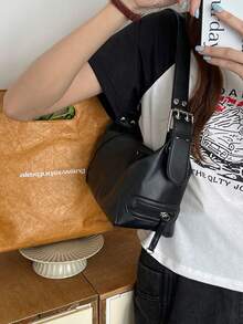 Retro Shoulder Bag With Modern Design[8555] - Black - View 6