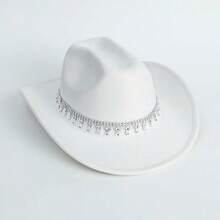 1 chiếc mũ lưỡi trai Unisex trang trí thắt lưng Boho Cowboy Hat Ridge Cowgirl Hat Beach Hat Panama Hat Sun Hat Jazz Hat Soft Felt Hat Fedora cho hoạt động ngoài trời - Hồng - Xem 3