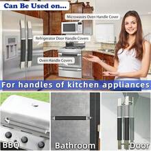 MRKG Refrigerator Door Handle Covers, Washable Without Fading Or Cracking, Keep Your Kitchen Appliance Clean From Smudges, Drips, Food Stains, Oil, 2 Pieces (Black) - Grey/Black - View 5