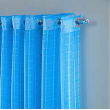 Charm Checkered Voile Living Room Curtain Decoration 4.00x2.80 - 淺藍色 - 查看 3