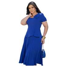 Evangelical Fashion Dress With Flower Detail And Ruffled Pleated Skirt - Hoàng gia - Xem 3