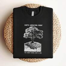 180g pure Cotton Earth First Liberation Front T Shirt Punk Environment Greenpeace Nature Vegetarian Vegan Elf Animal Hu  Rights Anarchism Top For Everyday Wear streetwear Stylish female Slightly graphic Unisex Comfortable Summer Print Round Neck Short Sleeve - Negro - Ver 4